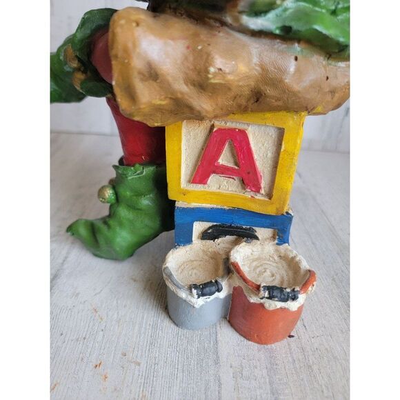 Rustic sitting toy making elf train painting Santa Helper Xmas figure - Picture 5 of 9